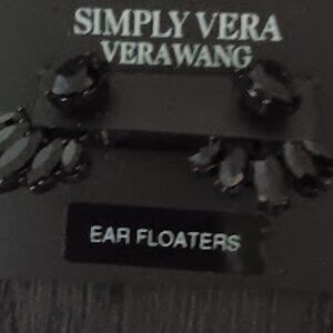 VERA WANG Gothic Black Metal/Jet Black Crystal Ear Floater Earrings**NEW!